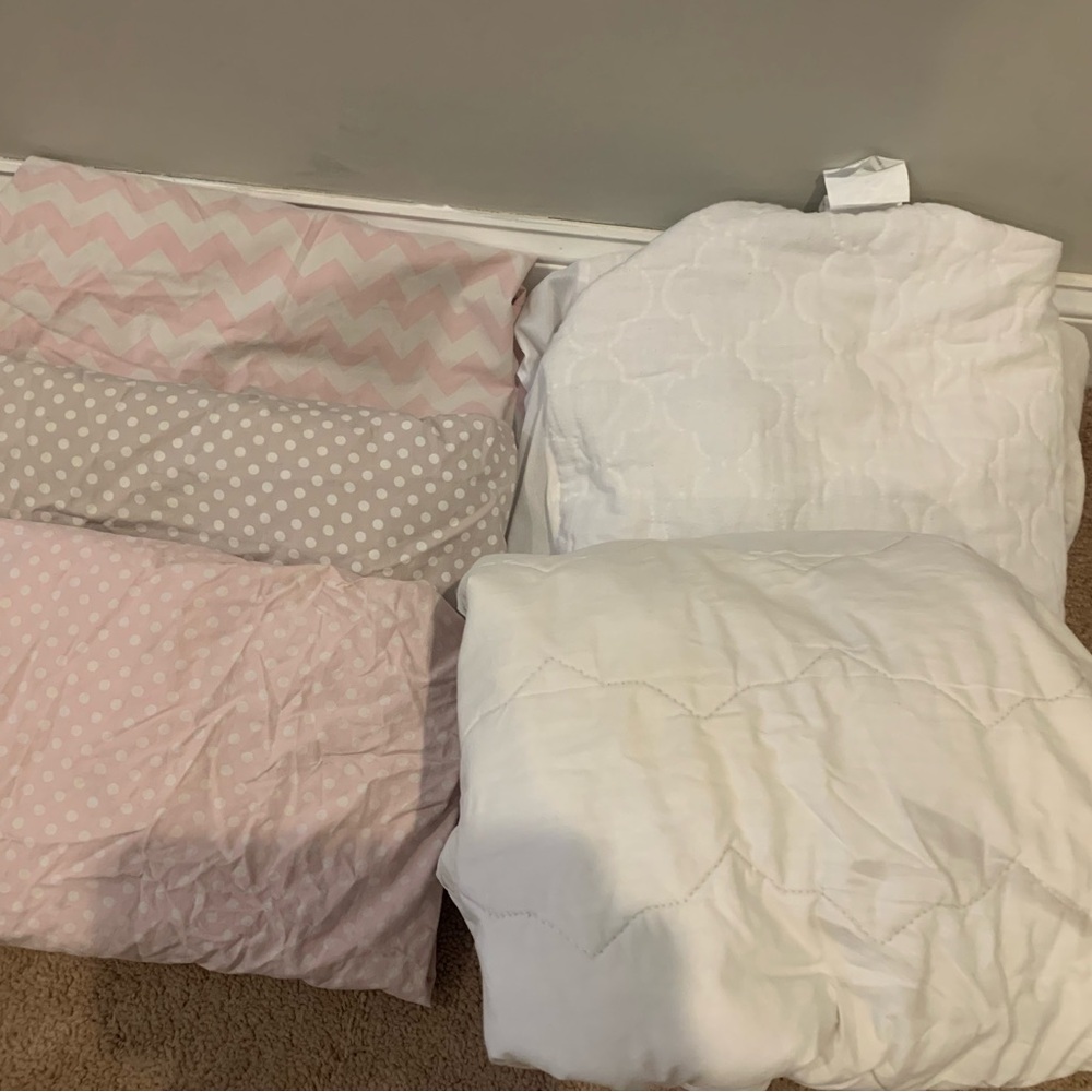 Pottery Barn Kids Pink and White Bedding Set